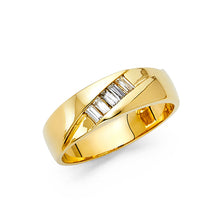 Ioka Jewelry - 14K Yellow Solid Gold 7MM Cubic Zirconia CZ Men's Ring