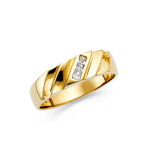 Ioka Jewelry - 14K Yellow Solid Gold 6MM Cubic Zirconia CZ Men's Ring