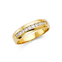 Ioka Jewelry - 14K Yellow Solid Gold 6MM Cubic Zirconia CZ Half Eternity Men's Ring