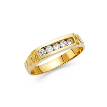 Ioka Jewelry - 14K Yellow Solid Gold 5MM 5 Stone Cubic Zirconia CZ Men's Ring