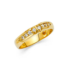Ioka Jewelry - 14K Yellow Solid Gold 4MM Cubic Zirconia CZ Men's Ring