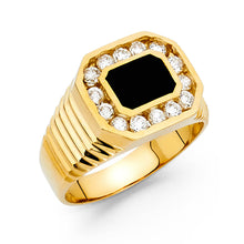 Ioka Jewelry - 14K Yellow Solid Gold 13MM Black Onyx Men's Ring