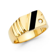 Ioka Jewelry - 14K Yellow Solid Gold 10MM Black Onyx Men's Ring