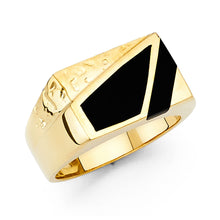 Ioka Jewelry - 14K Yellow Solid Gold 11MM Black Onyx Men's Ring