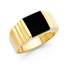 Ioka Jewelry - 14K Yellow Solid Gold 10MM Black Onyx Men's Ring