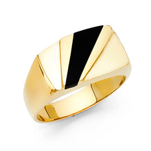Ioka Jewelry - 14K Yellow Solid Gold 11MM Black Onyx Men's Ring