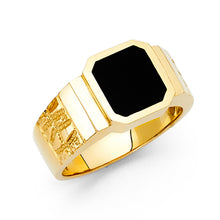 Ioka Jewelry - 14K Yellow Solid Gold 11MM Black Onyx Men's Ring