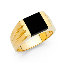 Ioka Jewelry - 14K Yellow Solid Gold 9MM Black Onyx Men's Ring