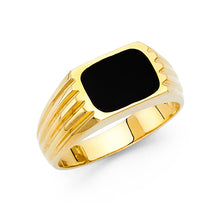 Ioka Jewelry - 14K Yellow Solid Gold 9MM Black Onyx Men's Ring
