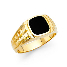 Ioka Jewelry - 14K Yellow Solid Gold 10MM Black Onyx Men's Ring