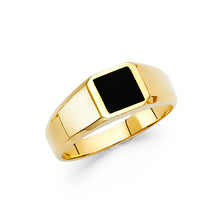 Ioka Jewelry - 14K Yellow Solid Gold 7MM Black Onyx Simple Ring