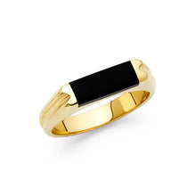 Ioka Jewelry - 14K Yellow Solid Gold 5MM Black Onyx Simple Ring