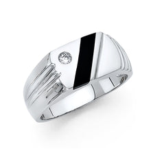Ioka Jewelry - 14K White Solid Gold 10MM Black Onyx Men's Ring