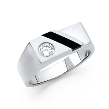 Ioka Jewelry - 14K White Solid Gold 8MM Black Onyx Men's Ring