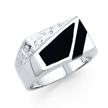 Ioka Jewelry - 14K White Solid Gold 11MM Black Onyx Men's Ring