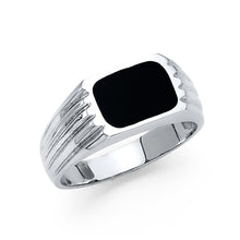 Ioka Jewelry - 14K White Solid Gold 9MM Black Onyx Men's Ring
