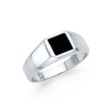 Ioka Jewelry - 14K White Solid Gold 7MM Black Onyx Ring