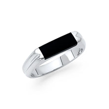 Ioka Jewelry - 14K White Solid Gold 5MM Black Onyx Ring