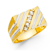 Ioka Jewelry - 14K Yellow Solid Gold 12MM Cubic Zirconia CZ Men's Ring