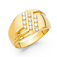 Ioka Jewelry - 14K Yellow Solid Gold 14MM Tri Angled Cubic Zirconia CZ Men's Ring