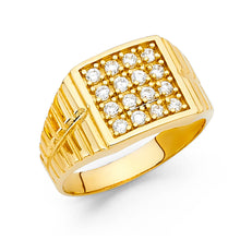 Ioka Jewelry - 14K Yellow Solid Gold 12MM Studded Cubic Zirconia CZ Men's Ring