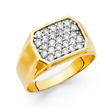 Ioka Jewelry - 14K Yellow Solid Gold 12MM Studded Cubic Zirconia CZ Men's Ring