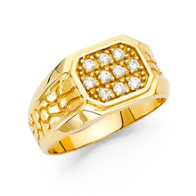 Ioka Jewelry - 14K Yellow Solid Gold 12MM Studded Cubic Zirconia CZ Men's Ring
