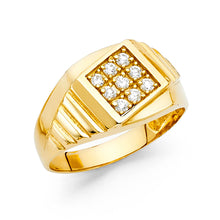 Ioka Jewelry - 14K Yellow Solid Gold 12MM Cubic Zirconia CZ Fancy Men's Ring