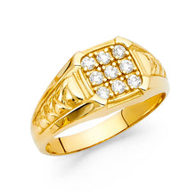 Ioka Jewelry - 14K Yellow Solid Gold 10MM Cubic Zirconia CZ Fancy Men's Ring