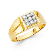 Ioka Jewelry - 14K Yellow Solid Gold 9MM Cubic Zirconia CZ Men's Ring