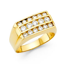 Ioka Jewelry - 14K Yellow Solid Gold 9MM Cubic Zirconia CZ Men's Ring