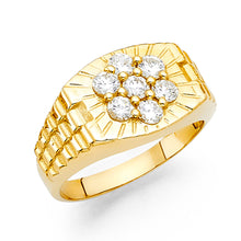 Ioka Jewelry - 14K Yellow Solid Gold 13MM Cubic Zirconia CZ Fancy Men's Ring