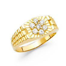 Ioka Jewelry - 14K Yellow Solid Gold 10MM Cubic Zirconia CZ Fancy Men's Ring