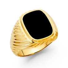 Ioka Jewelry - 14K Yellow Solid Gold 18MM Black Men's Ring