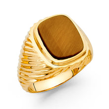Ioka Jewelry - 14K Yellow Solid Gold 18MM Brown Men's Ring