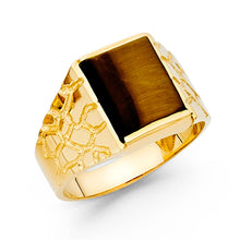 Ioka Jewelry - 14K Yellow Solid Gold 19MM Brown Fancy Men's Ring