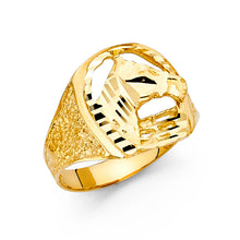 Ioka Jewelry - 14K Yellow Solid Gold 15MM Horse Head Lucky Men's Ring