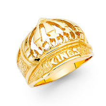 Ioka Jewelry - 14K Yellow Solid Gold 15MM Kings Crown Men's Ring