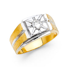 Ioka Jewelry - 14K Two Tone Solid Gold 10MM Cubic Zirconia CZ Fancy Men's Ring