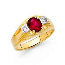 Ioka Jewelry - 14K Yellow Solid Gold 9MM Red Cubic Zirconia CZ Men's Ring