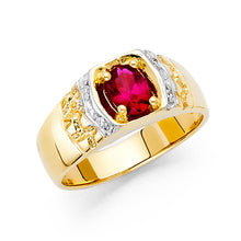 Ioka Jewelry - 14K Yellow Solid Gold 10MM Red Cubic Zirconia CZ Men's Ring