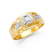 Ioka Jewelry - 14K Yellow Solid Gold 10MM Round Cut Cubic Zirconia CZ Men's Ring