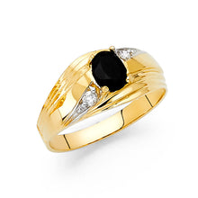 Ioka Jewelry - 14K Yellow Solid Gold 10MM Black Cubic Zirconia CZ Men's Ring