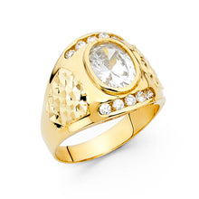 Ioka Jewelry - 14K Yellow Solid Gold 16MM Round Cut Cubic Zirconia CZ Men's Ring