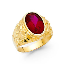 Ioka Jewelry - 14K Yellow Solid Gold 17MM Red Cubic Zirconia CZ Men's Ring