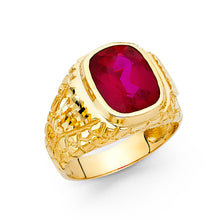 Ioka Jewelry - 14K Yellow Solid Gold 16MM Red Cubic Zirconia CZ Men's Ring