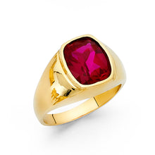 Ioka Jewelry - 14K Yellow Solid Gold 13MM Red Cubic Zirconia CZ Men's Ring
