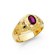 Ioka Jewelry - 14K Yellow Solid Gold 12MM Oval Cut Purple Cubic Zirconia CZ Men's Ring