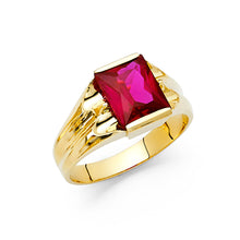 Ioka Jewelry - 14K Yellow Solid Gold 11MM Square Cubic Zirconia CZ Men's Ring
