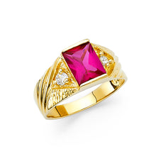 Ioka Jewelry - 14K Yellow Solid Gold 10MM Square Cubic Zirconia CZ Men's Ring